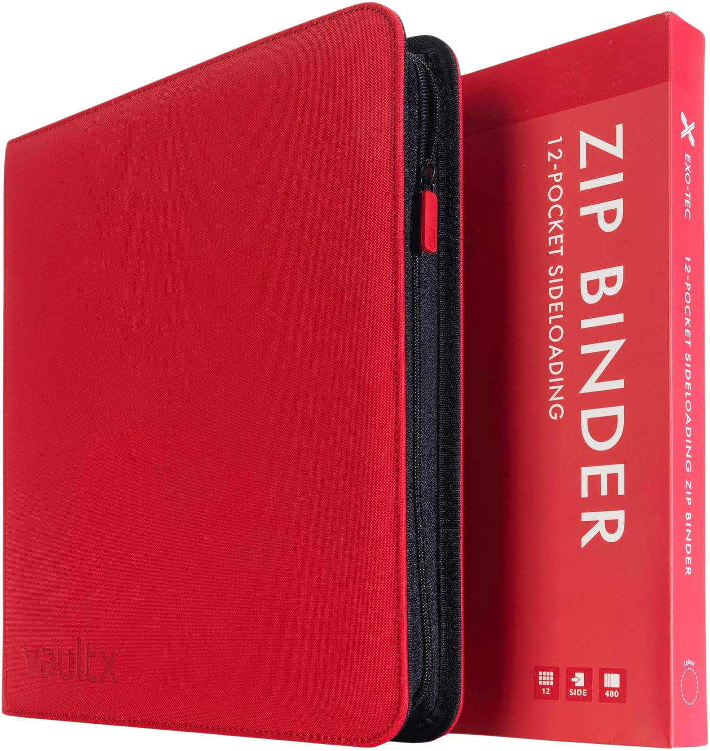 12-Pocket Exo-Tec® Zip Binder Fire Red - Binders